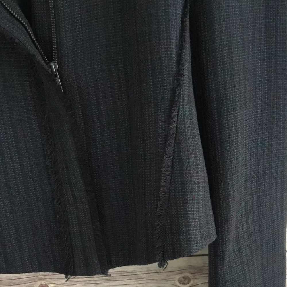 Sz 10 LOFT Women's Long Sleeve Fringe
Tweed Zip Jacket Blazer Gray - Picture 13 of 14